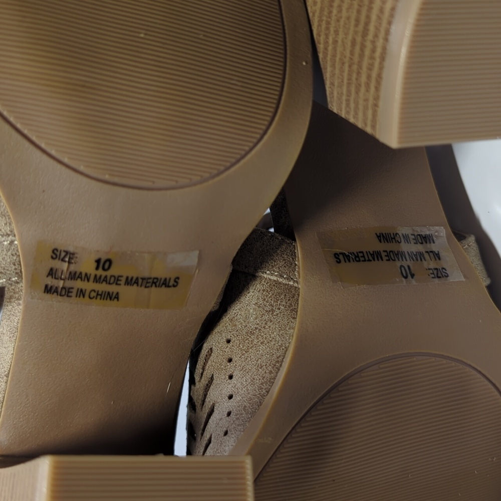 Altar'd State Women's Tan Peep-Toe Block Heel Sandals Size 10 - Picture 12 of 13
